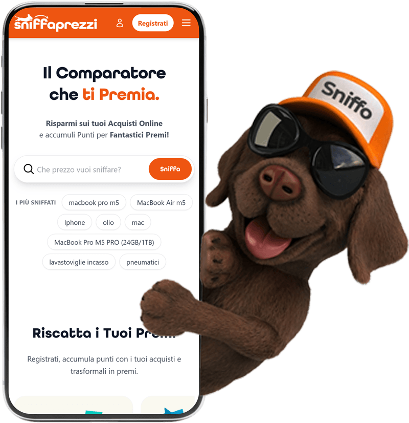 Sniffo con cane, smartphone e prezzo